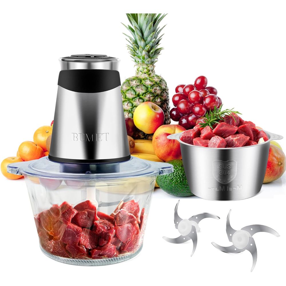 Veggie Chopper Cup - Penggiling Daging 500W 2 Mangkuk 8-Cup